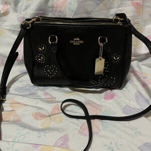 Coach Mini Surrey Carryall Black Heart Limited Edition Leather Handbag